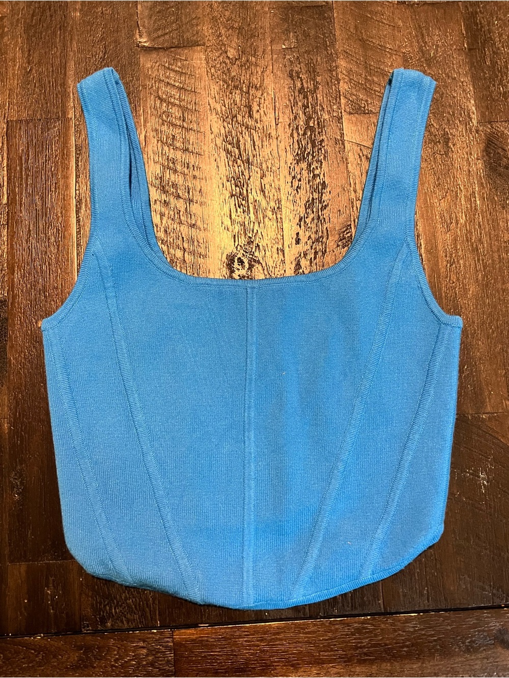 Wilfred Bright Blue Ribbed Square-Neck Tank